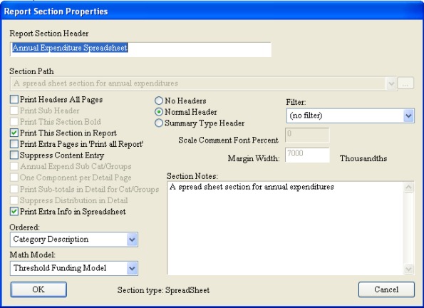 Report Section Properties